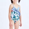 thumbnail image 4 of GYRATEDREAM Girls Ruffles 1-Piece Swimsuit Strap Adjust Summer Floral Swimwear for 4-12 Years Kid, 4 of 10