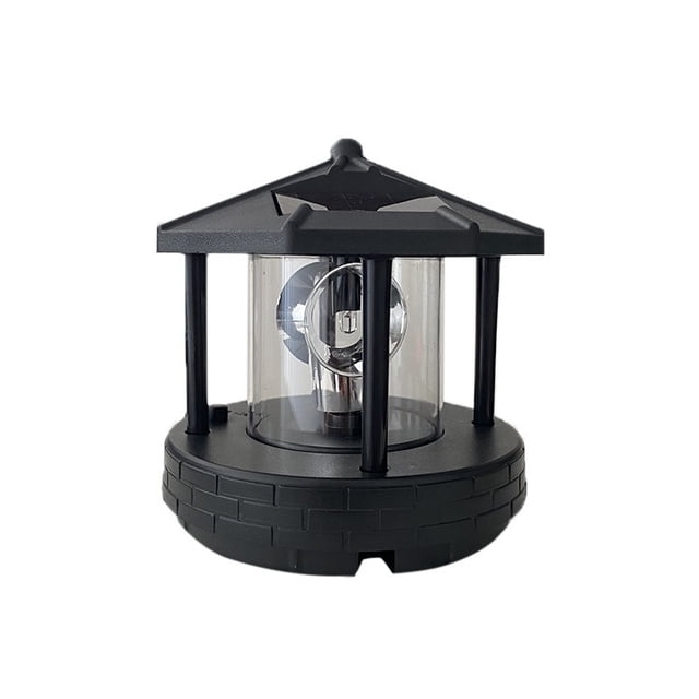 LED Solar Powered Lighthouse,Lamp Waterproof Statue Rotating Lights for Garden Yard Outdoor Décor, Black