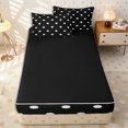 thumbnail image 4 of Erosebridal Monochrome Vintage Dot Zipper Twin Comforter Sets with Fitted Sheet and 2 Pillowcases,Tiny Scattered Dot Accent Zipper Bedding Set,Jet Black White,4-Piece,Black Reversible, 4 of 6