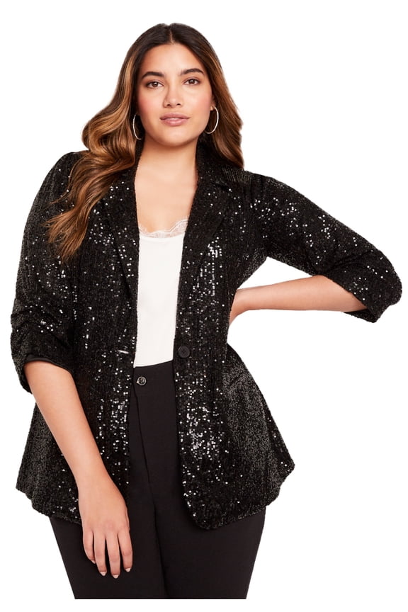 Women's Plus Size Sequin Blazer