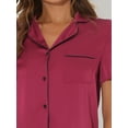 thumbnail image 4 of DARING DIVA Women's Satin Front Single Pocket Pajamas Sets 2XL Wine Red, 4 of 6