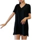 thumbnail image 5 of Blusa de pijama de manga corta para mujer, lisa, informal, a la moda, con cuello regular, de manga corta, 5 of 5