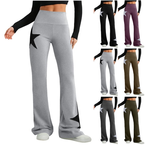 ZZwxWA Flare Leggings for Women Workout Leggings Casual Cute Y2k Star Yoga Pants Lounge Bootcut Legging Athletic Gym Bell Bottoms
