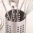 thumbnail image 3 of Stainless Steel Cutlery Holder Chopstick Storage Holder Drainer Spoon Fork Chopsticks Storage Basket Kitchen Organizer Container, 3 of 11