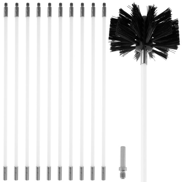 Muyoka Cepillo de limpieza de ventilación de secadora de 15 pies, eliminador de pelusas, cepillos para chimenea, se extiende hasta 15 pies, cabezal de cepillo sintético, uso con o sin taladro eléctric Muyoka Hogar