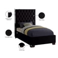 thumbnail image 3 of Maklaine Contemporary Solid Wood and Velvet Twin Bed in Black, 3 of 8