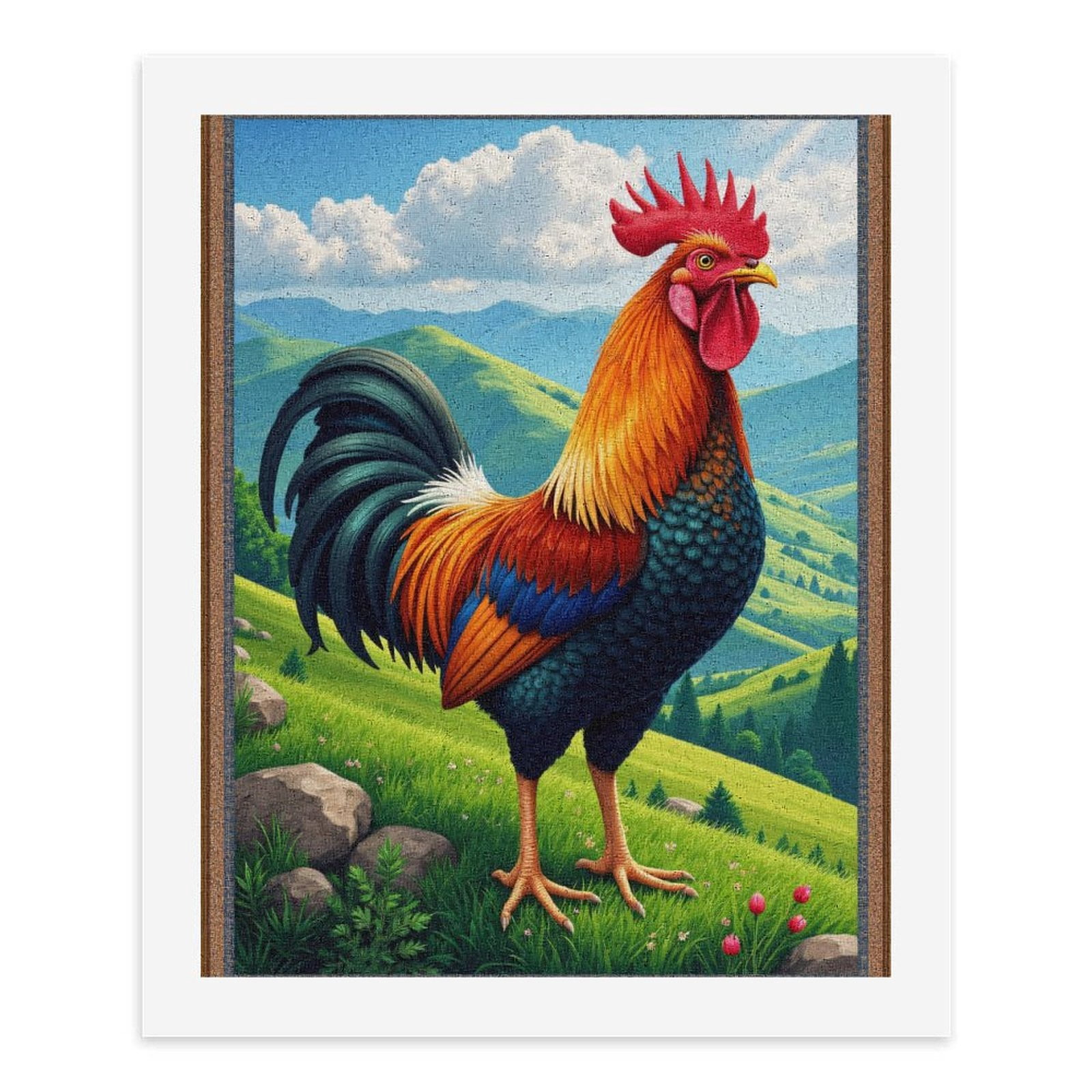 Paint By Numbers Kit for Adults Beginner - Rooster In Scenic Mountain Landscape DIY Canvas Painting Kits for Adults, Frameless Paint By Number for Adults for Home Wall Decor 16x20 Inch
