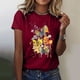 thumbnail image 2 of Gibobby Blusas Holgada Camiseta informal para mujer, camiseta estampada a la , camiseta de manga corta con temperamento suelto, camiseta con cuello redondo（Vino， M), 2 of 5