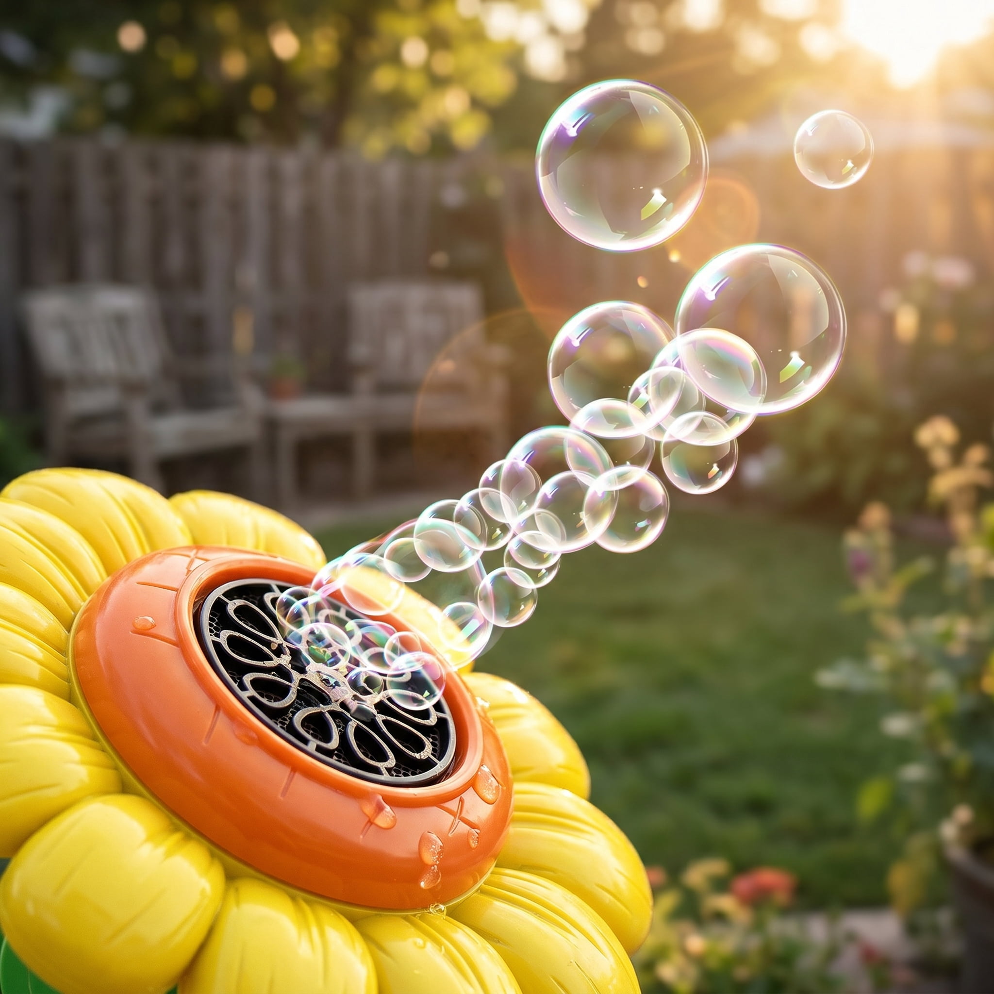 Sunflower Bubble Machine with Lights and Music for Outdoor, Automatic Bubbles Toys for Kids Toddlers, Adjustable Height Bubbles Blower Maker for Wedding Birthday Party Christmas