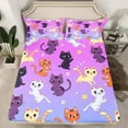 thumbnail image 2 of Homewish Funny Cat Kitten Full Size Sheets, Kawaii Cartoon Animal Bed Sheets, Mystic Stars Galaxy Sheet Sets, Super Cozy Room Decor, 4 Pieces, 2 of 7