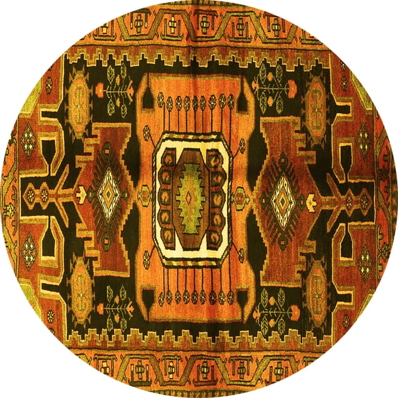 Ahgly Company Indoor Round Persian Yellow Traditional Area Rugs, 3' Round