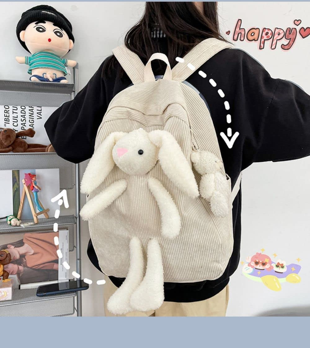 Cartoon Rabbit Bear Canvas Canvas Shoulder Bag Cute College Student  Backpack With Cloth Finish 230828 From Mu08, $10.24