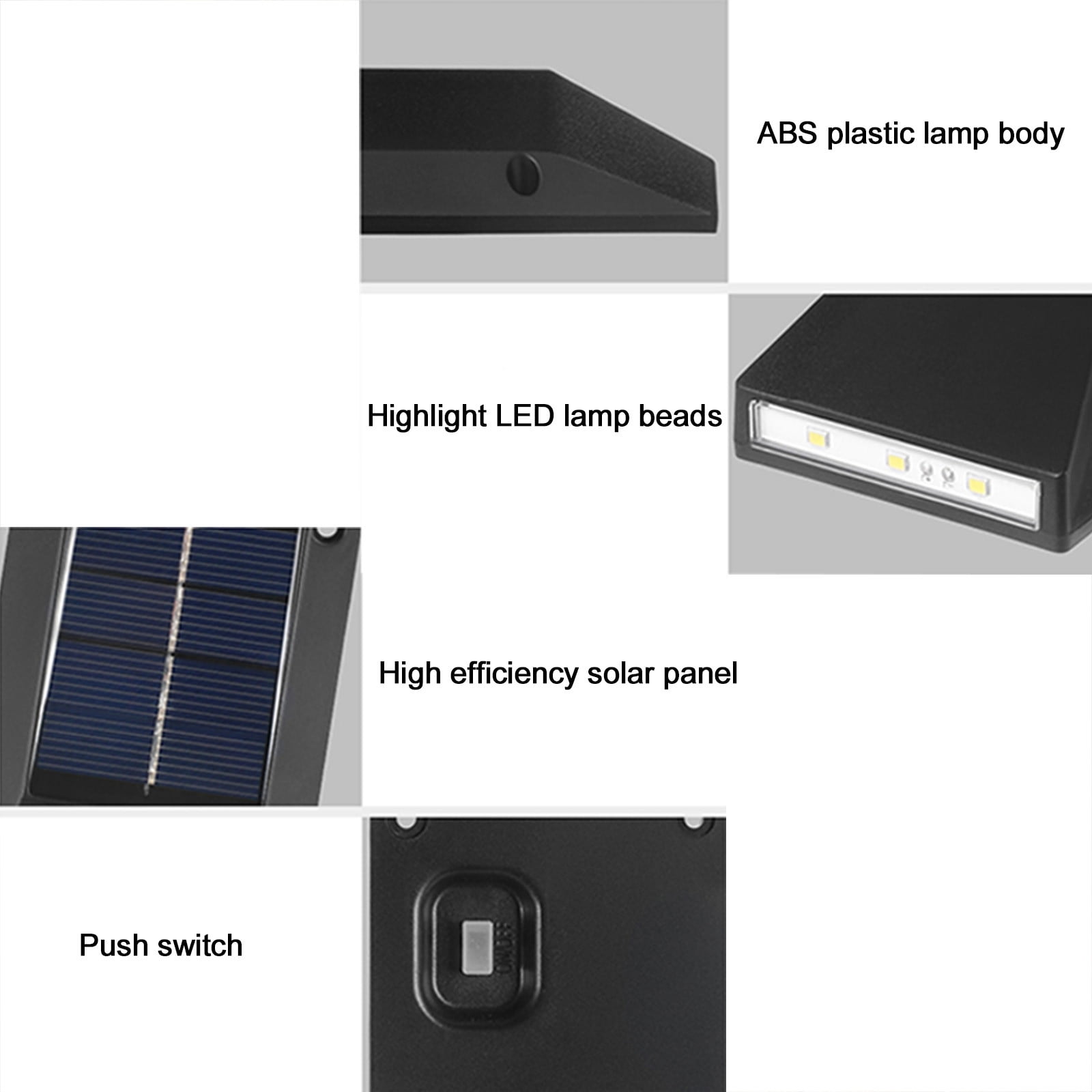 Uklsqma Solar Wall Light, UP And Down Illuminate Outdoor Sunlight Lamp IP65, Modern Decor For Home Garden Porch, Black, 2 Pack, Outdoor Security Lighting, Energy-Saving Wall Lantern(Black)