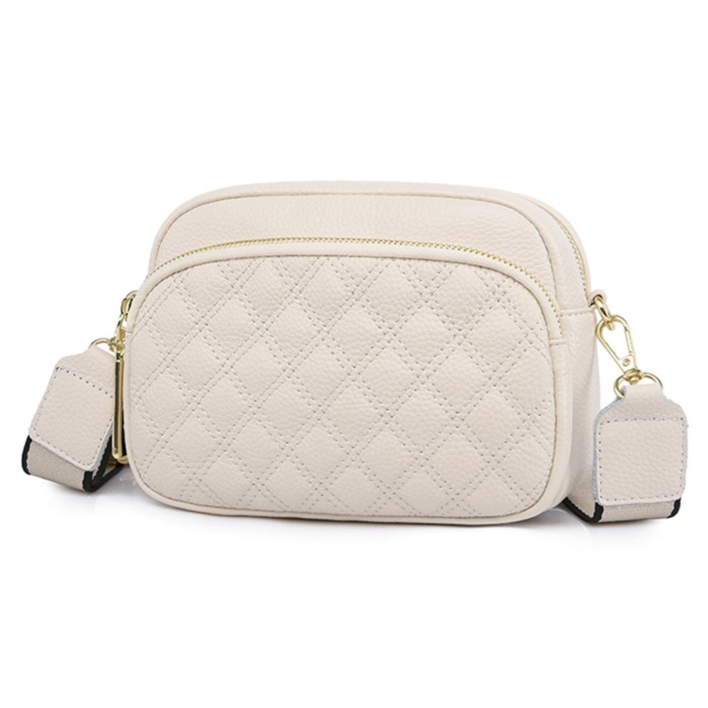 Cowhide Leather Shoulder Bag Rhombus Pattern Messenger Bags Solid Female Satchel