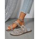 thumbnail image 2 of Women Crystal Embellished Flat Sandals, Thin Strap Two-way Wearing Slipper Sandals, 2 of 4