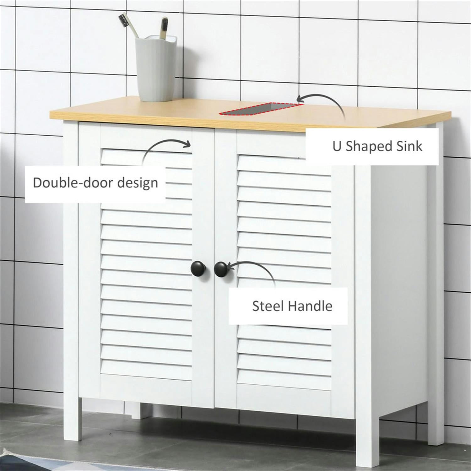 Demi Bonn 23" Bathroom Vanity with Sink Pipe Slot, Pedestal Sink 2-Door Cabinet, Under Sink Cabinet, White