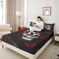 thumbnail image 4 of Homewish Gothic Skull Butterfly 4pcs Bed Sheets For Girls Boys,Chic Floral Rose King Sheets,Black Red Grey Super Cozy Sheet Set,Super Cozy Room Decor, 4 of 7