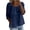 Navy, variant on Women Three Quarter Long Sleeve Babydoll Tunic Top Scoop Neck 3D Floral Applique Patchwork Gathered Waist Loose Flow Side Pocket Summer Blouse Black S