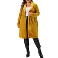 thumbnail image 2 of Agnes Orinda Women's Plus Size Long Cardigan Open Front Velvet Blazer Jackets 2X Gold, 2 of 6