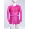 thumbnail image 5 of Miutii Kids Girls Fringe Sequin Gymnastics Leotard Long Sleeve One Piece Unitard Tassel Ballet Dance Biketard Hot Pink 16, 5 of 7