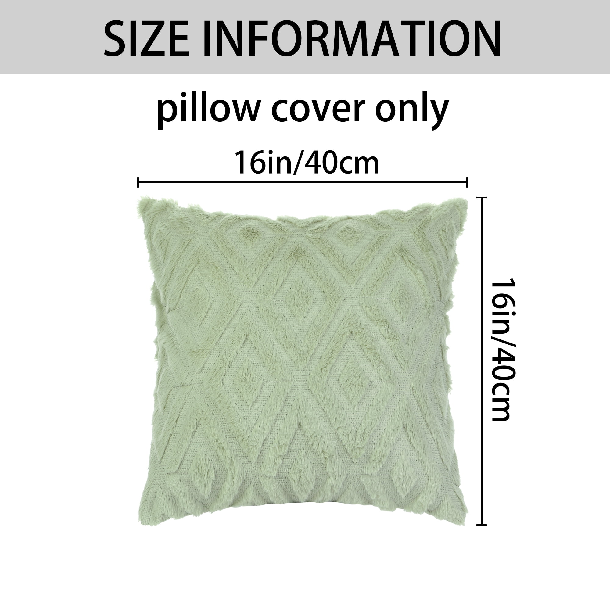 Unique Bargains 4 Pack Shaggy Plush Throw Pillow Covers Soft Couch Pillow Covers Set Green-1/Grey-2 16" x 16"