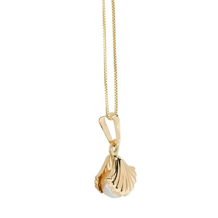 14k Gold Clam Pendant Necklace