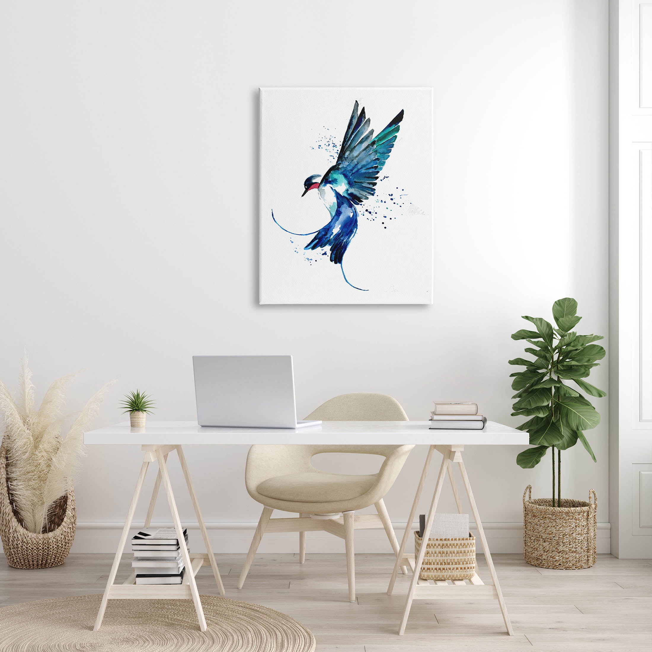 Blue Bird Flying Wings Animals & Insects Graphic Art Gallery Wrapped Canvas Print Wall Art