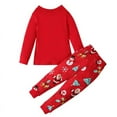 thumbnail image 4 of Conjunto de ropa navideña con dibujos de Papá Noel para niño y niña, pijamas de manga larga para bebé, camisetas y pantalones, ropa de dormir para el hogar, 2 uds., 4 of 4
