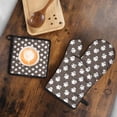 thumbnail image 5 of Brown Halloween Ghost Pattern Kitchen Oven Mitt and Pot Holder Sets 2 Pcs for Baking, Cooking and Grilling, Heat Resistant Up To 392 °F, 5 of 7