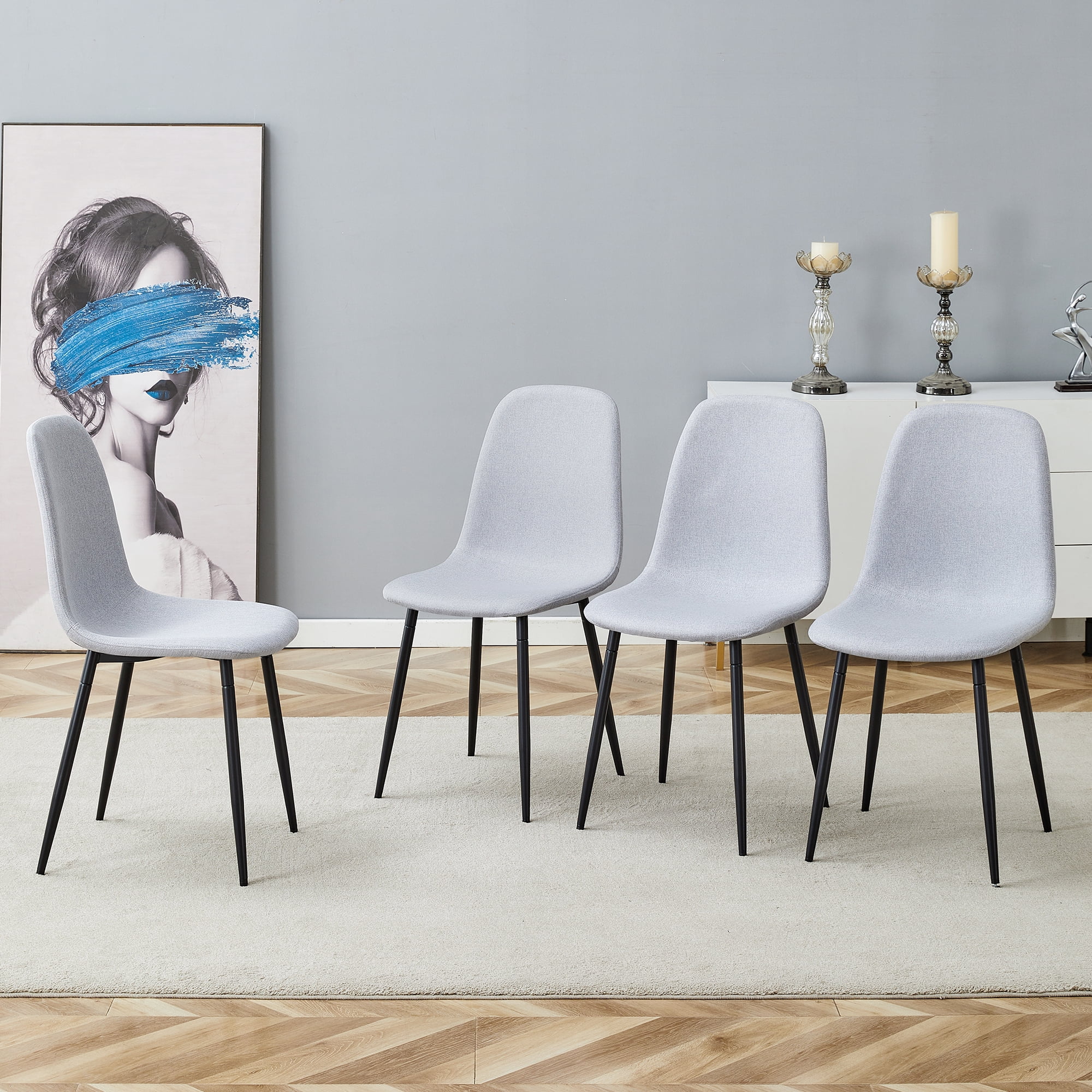 TesNus High Resilience，Dining Chair Set of 4，Fabric，Metal Leg， Cotton ，Comfortable，Seating， Interior，Living Room, Dining Room, Kitchen
