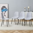 thumbnail image 3 of Comfortable Linen-Cotton Dining Chairs Set - Four Pieces (Light Gray), Integrated Seat and Backrest, 3 of 9