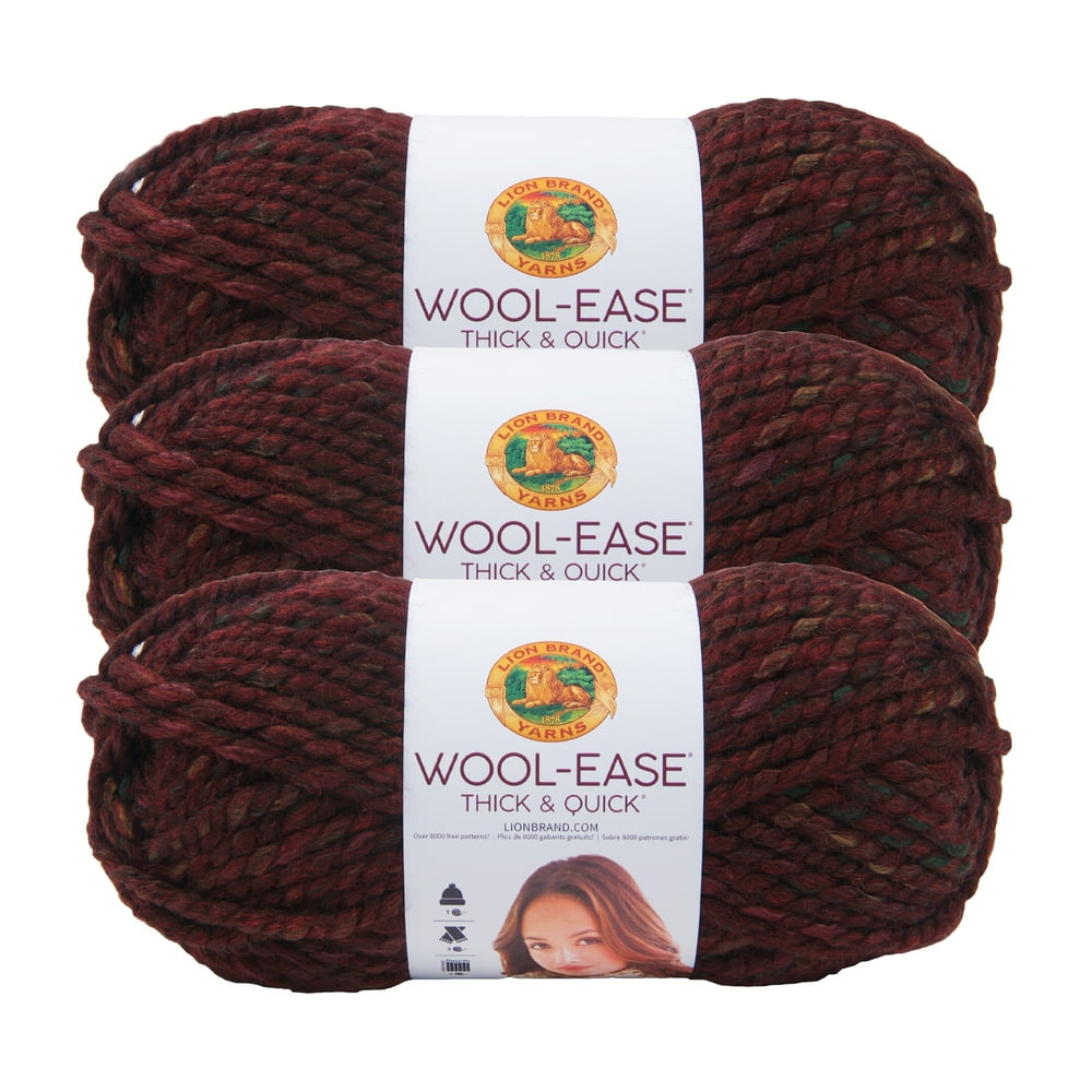Lion Brand Yarn WoolEase Thick and Quick Spiced Apple Classic Super Bulky Acrylic, Wool Multi