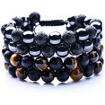 thumbnail image 3 of Pulsera de piedra natural para hombre, pulsera de lava negra, pulsera de piedra de ojo de tigre, pulsera de aceite esencial de yoga, regalo JM, 3 of 3