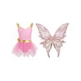 thumbnail image 3 of Hansber Kids Girls Sleeveless Camisole Leotard Tutu Dress with Fairy Wings 2-Piece Fairytale Princess Outfits Set Pink 4, 3 of 6