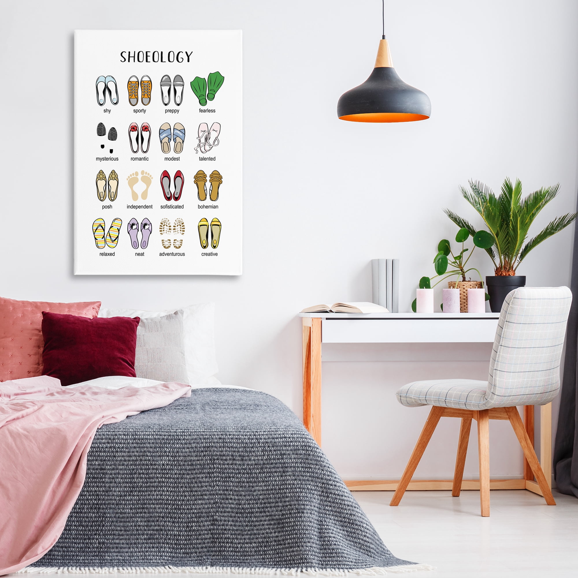 Stupell Industries Shoeology Shoe Chart Beauty & Fashion Painting Gallery Wrapped Canvas Art Print Wall Art, 30 x 45