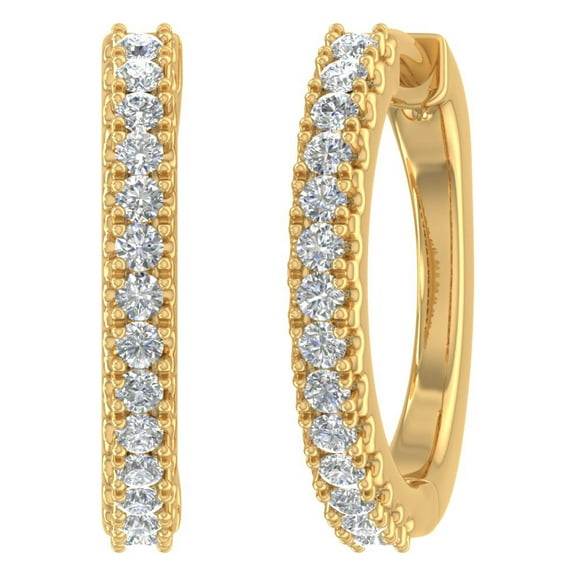 1/4 Carat Diamond Hoop Earrings in 14K Yellow Gold (I1-I2 Clarity)