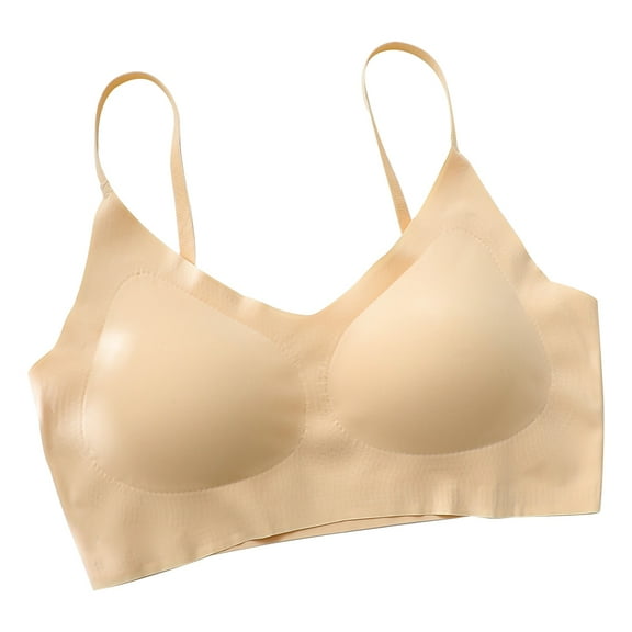 OUNONA Beige Wireless Bra Adjustable Strap Seamless Breathable Comfortable Wear
