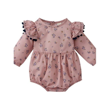 

HOTWINTER Infant Baby Girl Twins Long Sleeve Ruffles Romper Bodysuit Outfit Clothes