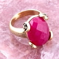 thumbnail image 3 of Faceted Red Raspberry Quartz Golden Statement Ring, 3 of 4