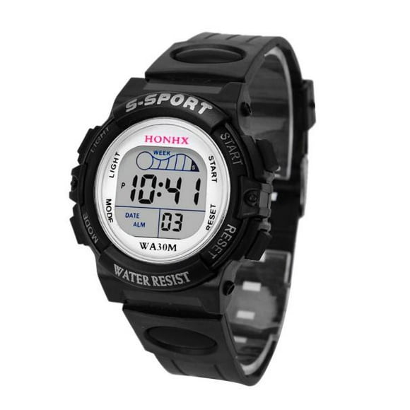 jovati Waterproof Children Boys Digital LED Sports Watch Kids Alarm Date Watch Gift BK