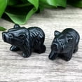thumbnail image 3 of VIVIDELLE Raw Natural Black Obsidian Quartz Crystal Carved Polar Bear Skull Animal Healing, 3 of 9