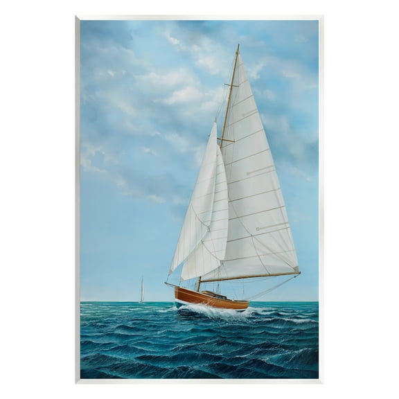 Stupell Industries Nautical Sailboat Waves Transportation Painting Unframed Art Print Wall Art, 10 x 15