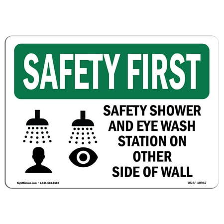 osha safety first sign safety shower and eye wash station with symbol choose from aluminum rigid plastic or vinyl label decal protect your business - Eye Wash Station Osha osha safety first sign safety shower and eye wash station with symbol choose from aluminum rigid plastic or vinyl label decal protect your business - Eye Wash Station Osha