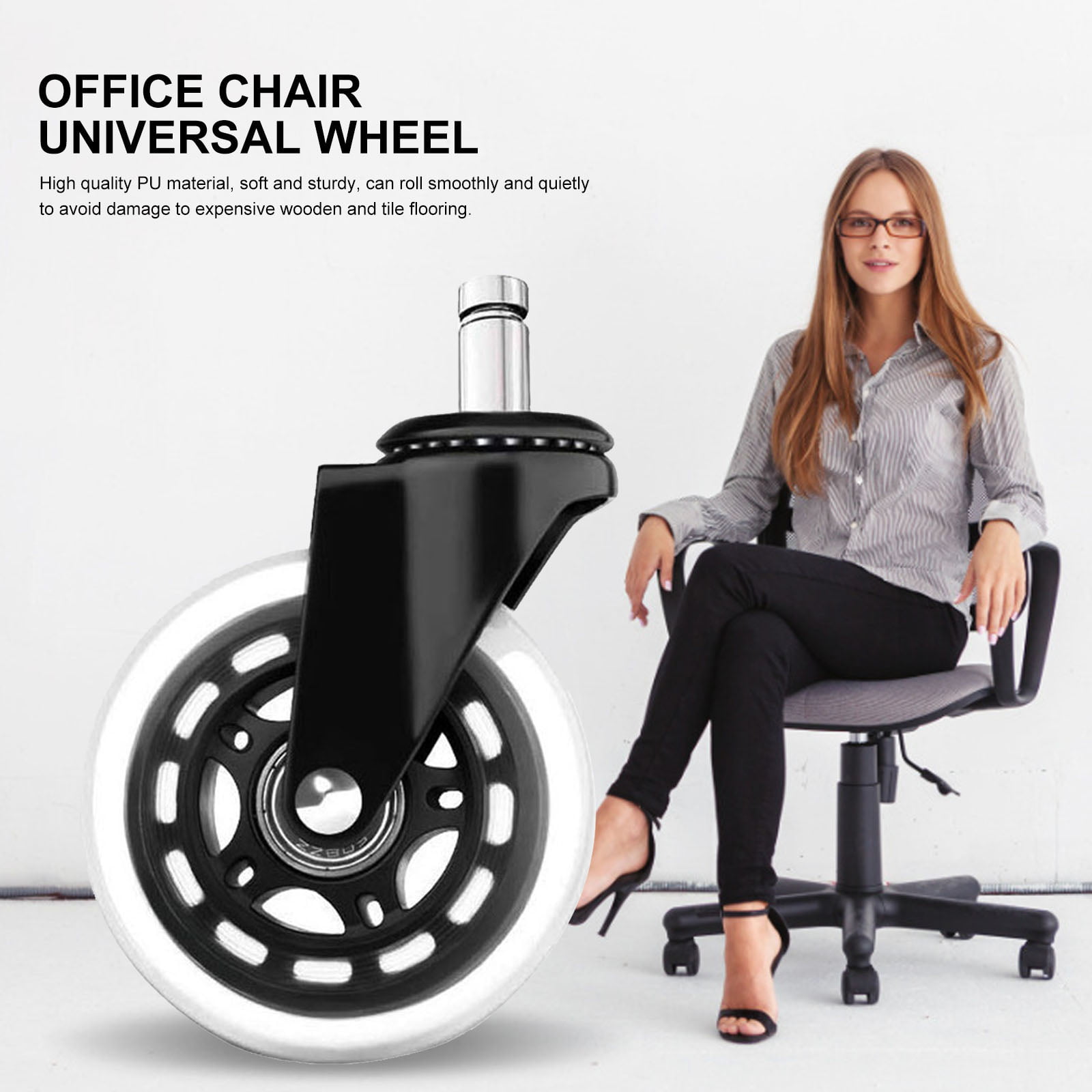 5PCS Long Time Use PU Material Wear Proof Wheel Office Chair Wheels Chair Wheel 