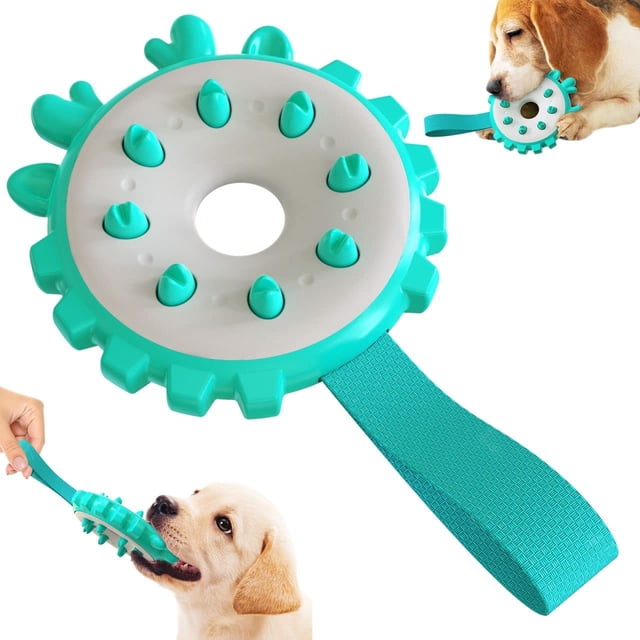 Juguetes masticables Blue-Dog, mordedor de caucho natural, frisbee para perros, juguetes interactivos de limpieza para perros medianos y grandes (1 unidad)