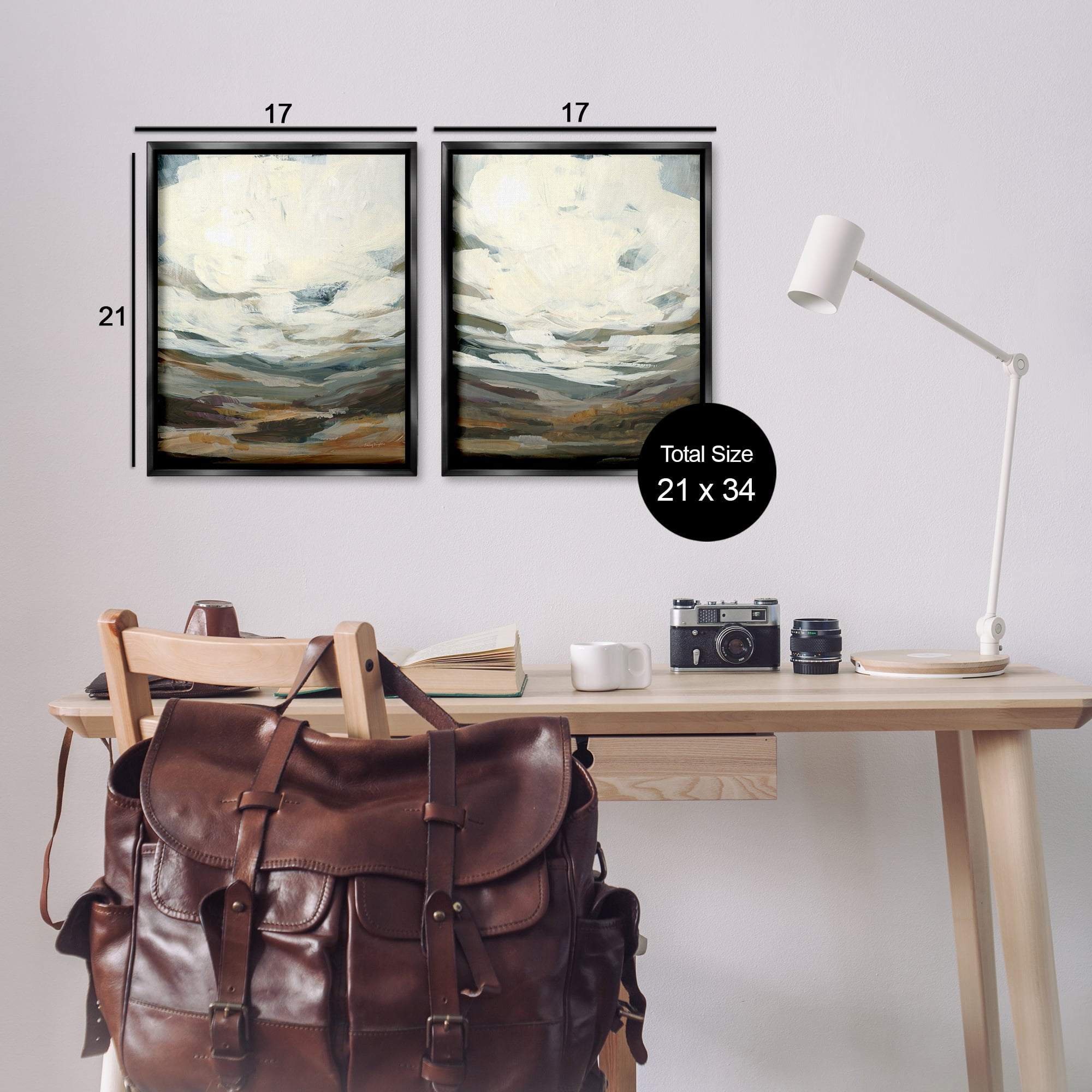 Stupell Industries Overcast Timber Thicket Abstract Painting Black Floater Framed Canvas Art Print Wall Art, 17 x 21, Set of 2