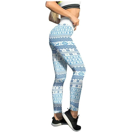 

Miarhb Women s Christmas Custom Christmas Santa Claus Snowman Party Leggings Skinny Pants For Yoga Running Pilates Gym Blue/S
