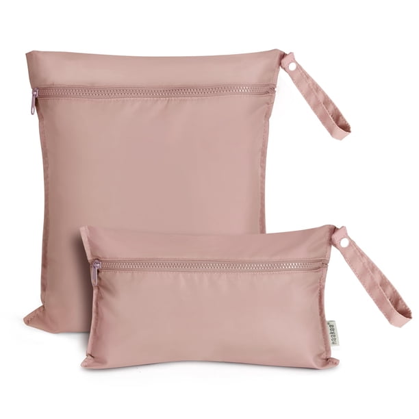 haakaa Bolsas húmedas impermeables para bebé, bolsas húmedas secas para bolsa de pañales, viajes, traje de baño, playa, piscina, piezas de bomba, cochecito, guardería, yoga, rubor, paquete de 2