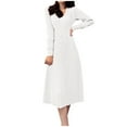 thumbnail image 1 of CEHVOM Mode Femme Aguichant Solide Printemps Automne Décontracté Col en V Manches Longues Robe Unie en Solde, 1 of 6
