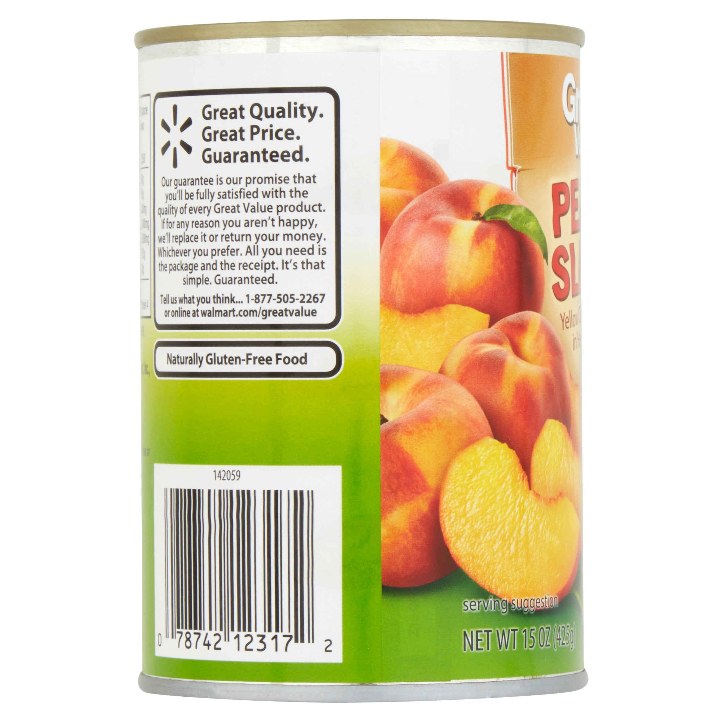 (4 pack) Great Value Sliced Peaches, 15.25 oz Can
